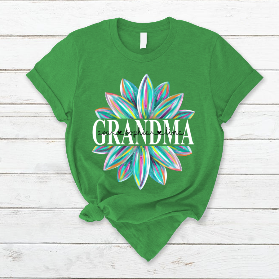 Grandma Flower Color 4 Shirt, Custom Grandma With Kids, Mother's Day TH T-Shirt