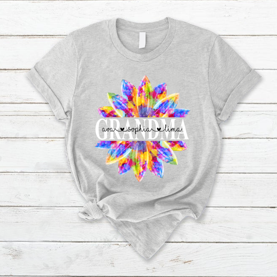 Grandma Flower Color 5 Shirt, Custom Grandma With Kids, Mother's Day TH T-Shirt
