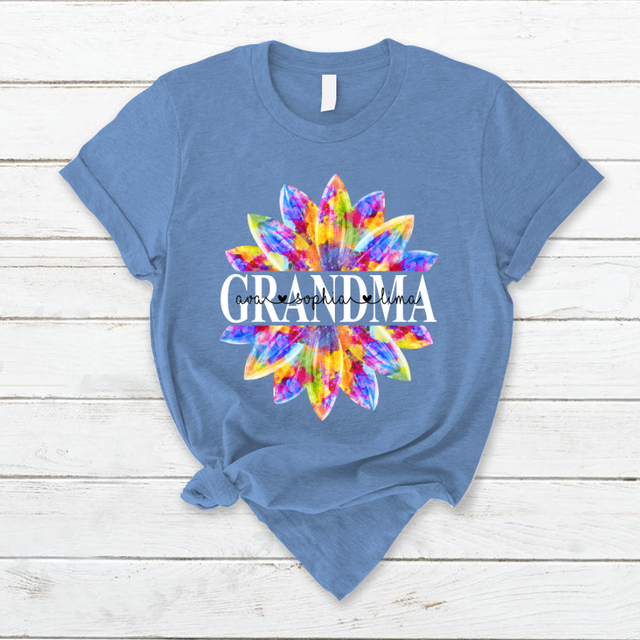 Grandma Flower Color 5 Shirt, Custom Grandma With Kids, Mother's Day TH T-Shirt