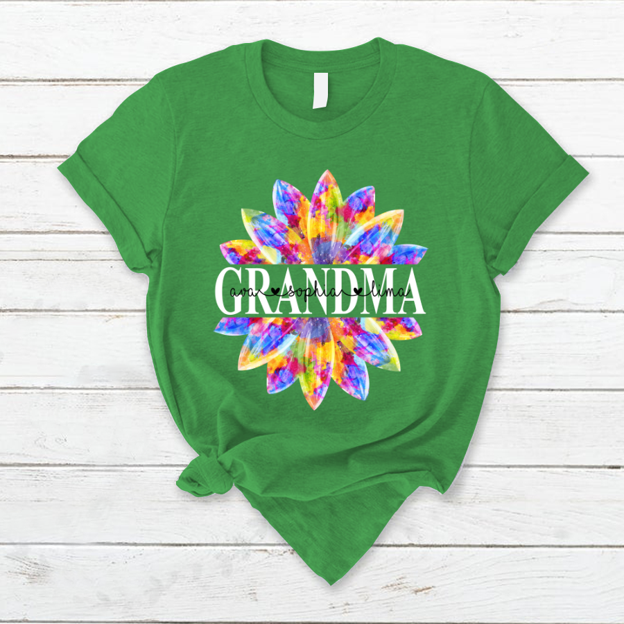 Grandma Flower Color 5 Shirt, Custom Grandma With Kids, Mother's Day TH T-Shirt