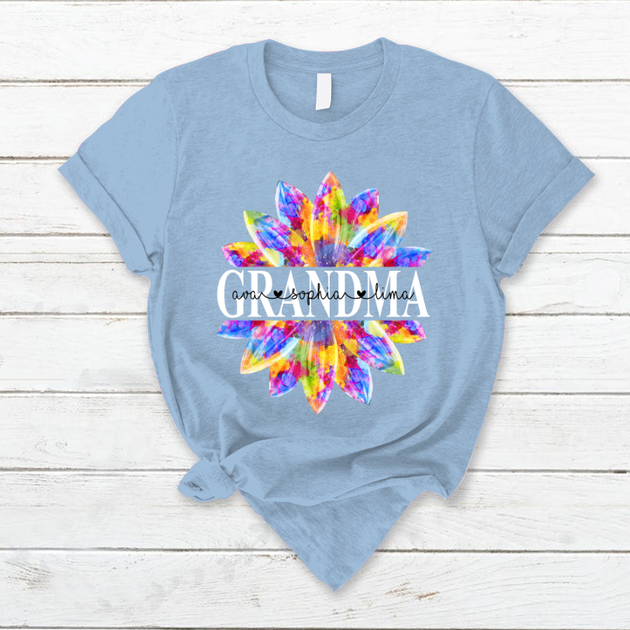 Grandma Flower Color 5 Shirt, Custom Grandma With Kids, Mother's Day TH T-Shirt