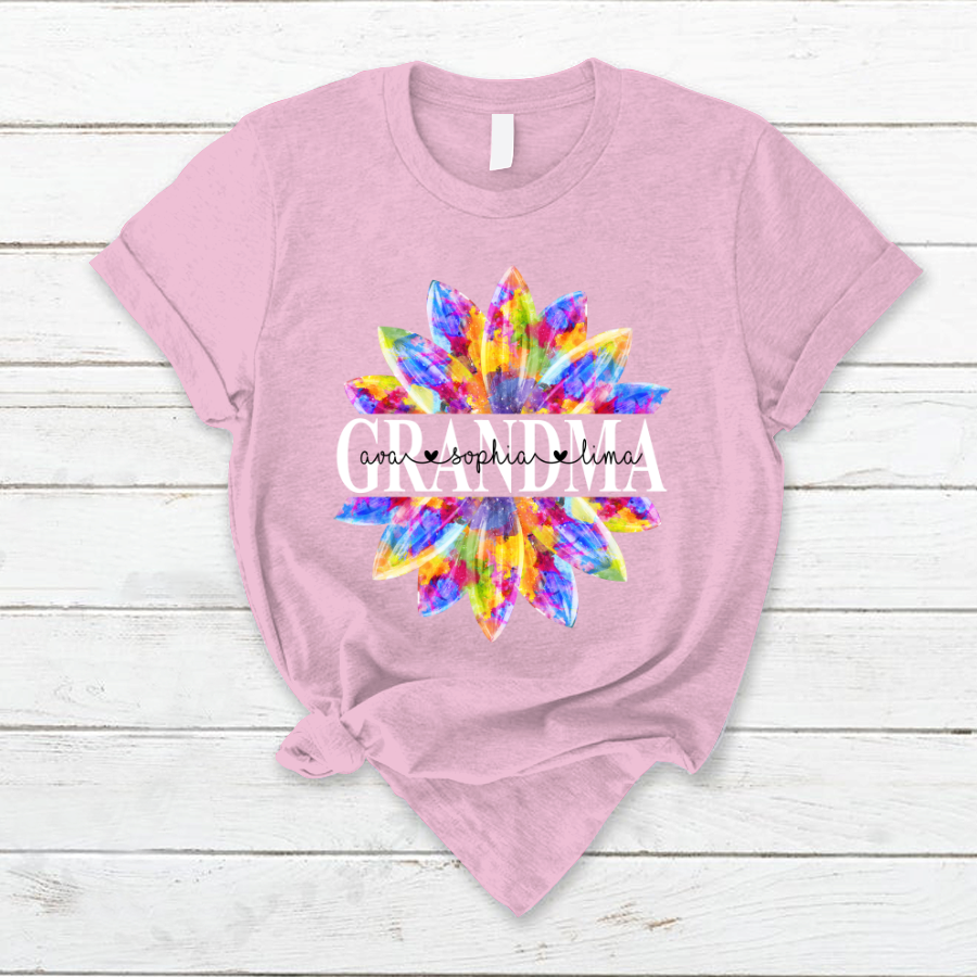 Grandma Flower Color 5 Shirt, Custom Grandma With Kids, Mother's Day TH T-Shirt