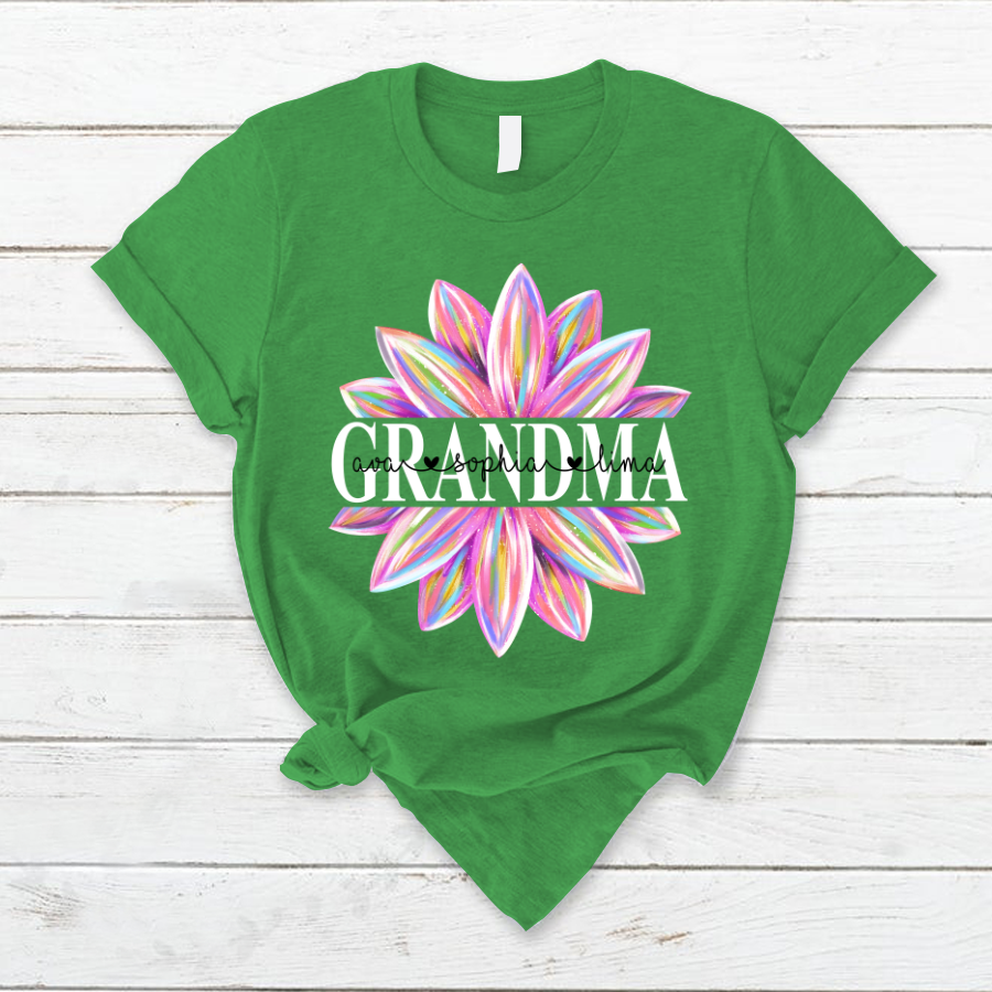 Grandma Flower Color 6 Shirt, Custom Grandma With Kids, Mother's Day TH T-Shirt