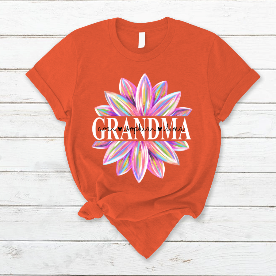 Grandma Flower Color 6 Shirt, Custom Grandma With Kids, Mother's Day TH T-Shirt