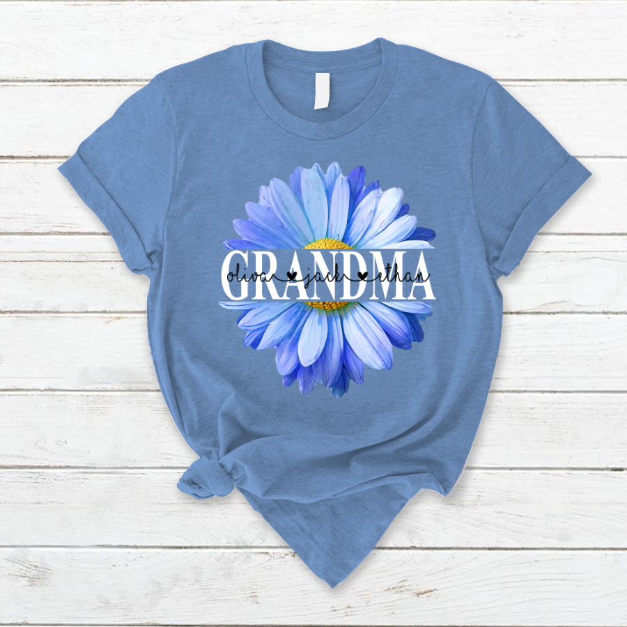 Grandma Flower Daisy Color Blue And Grandkids Mother's Day Classic Canvas