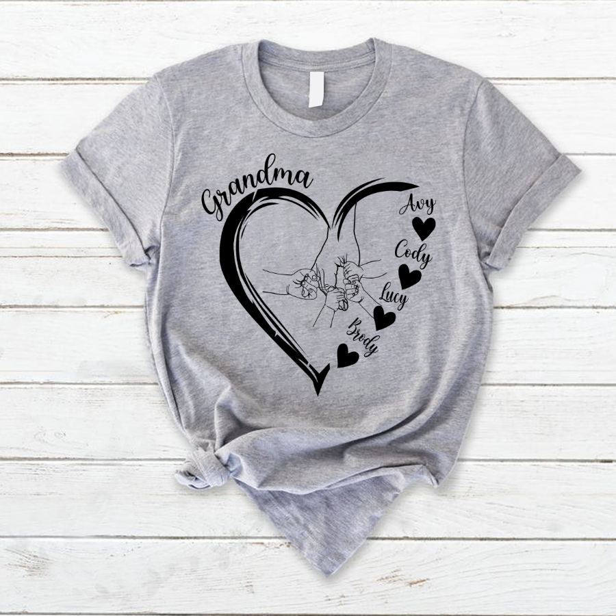 Grandma Heart Hands And Grandkids Mother's Day T-Shirt