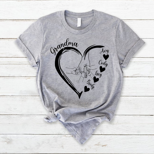 Grandma Heart Hands And Grandkids Mother's Day T-Shirt