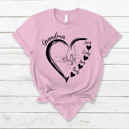 Grandma Heart Hands And Grandkids Mother's Day T-Shirt