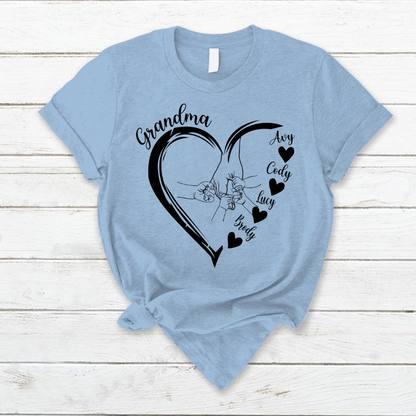 Grandma Heart Hands And Grandkids Mother's Day T-Shirt