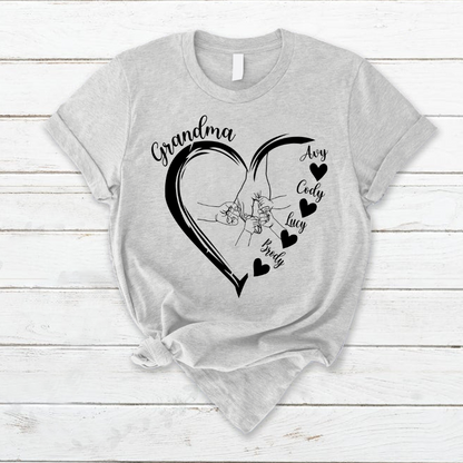 Grandma Heart Hands And Grandkids Mother's Day T-Shirt