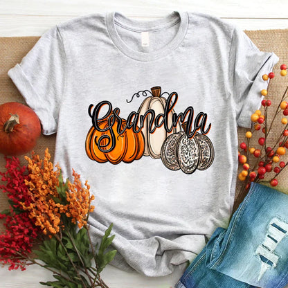 Grandma Pumpkins Leopard Autumn T-Shirt