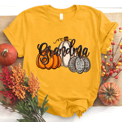 Grandma Pumpkins Leopard Autumn T-Shirt