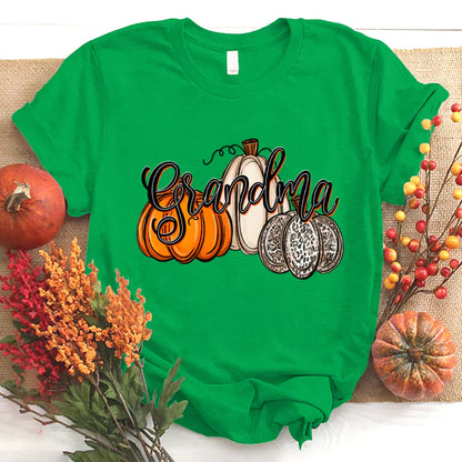 Grandma Pumpkins Leopard Autumn T-Shirt