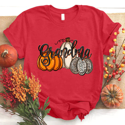 Grandma Pumpkins Leopard Autumn T-Shirt