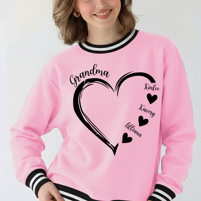 Grandma and Grandkids Heart Varsity Ribbed Sweatshirt