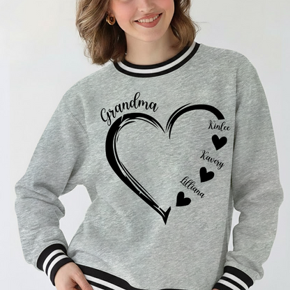 Grandma and Grandkids Heart Varsity Ribbed Sweatshirt