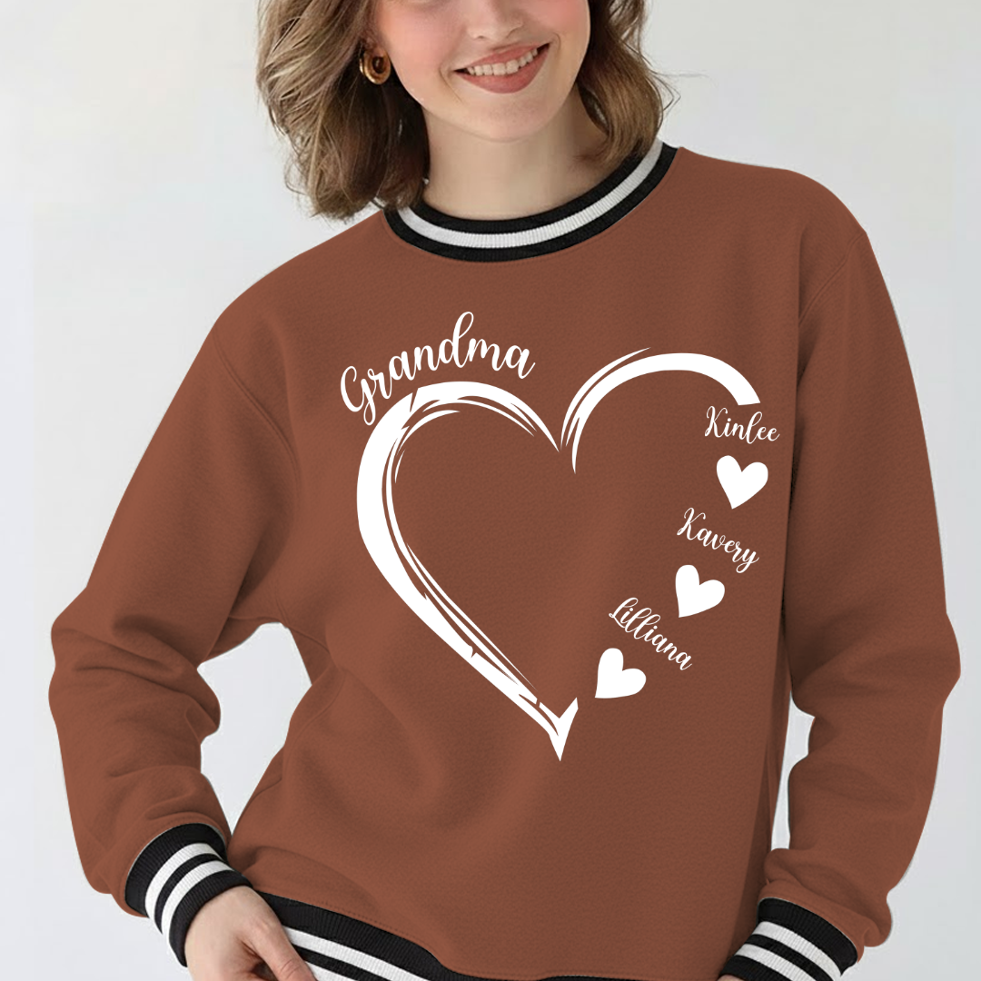 Grandma and Grandkids Heart Varsity Ribbed Sweatshirt