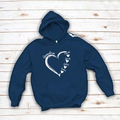 Grandma and Grandkids Heart , Grandma Heart Shirt, Custom Nana Shirt, Grandma and Grand Kids Hoodie
