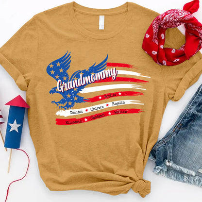 Grandmommy With Grandkids Names 4th Of July CTL94 T-Shirt