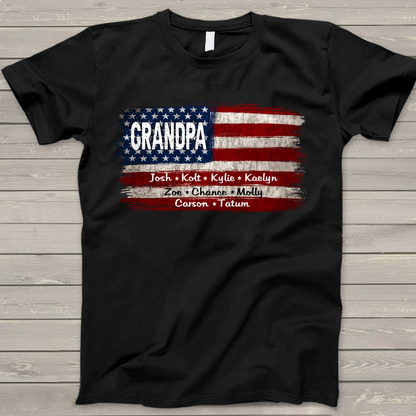 Comfort Colors Personalization Papa And Grandkids American Flag