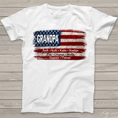 Comfort Colors Personalization Papa And Grandkids American Flag