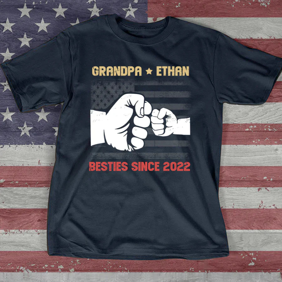 Grandpa And Grandkids Flag American VTN221126 T-Shirt