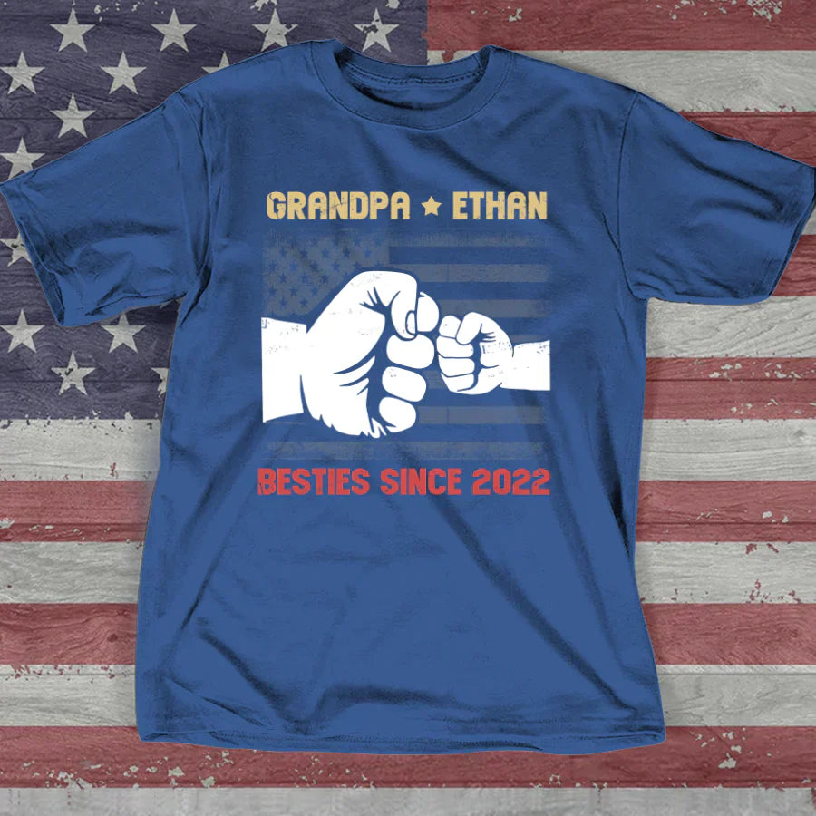 Grandpa And Grandkids Flag American VTN221126 T-Shirt