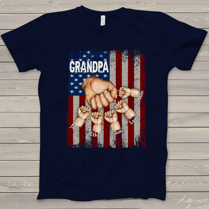 Grandpa Grandkids Hands Flag T-Shirt