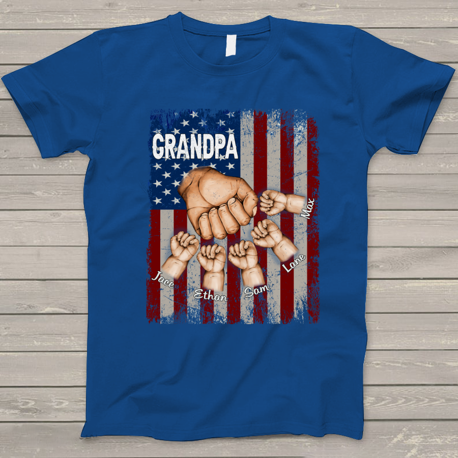 Grandpa Grandkids Hands Flag T-Shirt