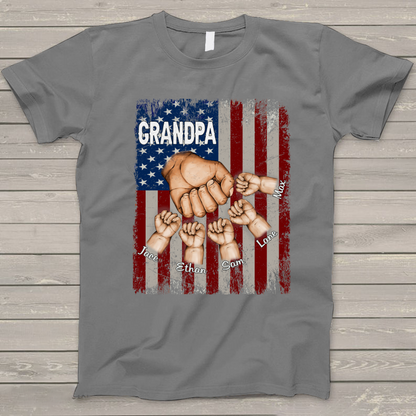 Grandpa Grandkids Hands Flag T-Shirt