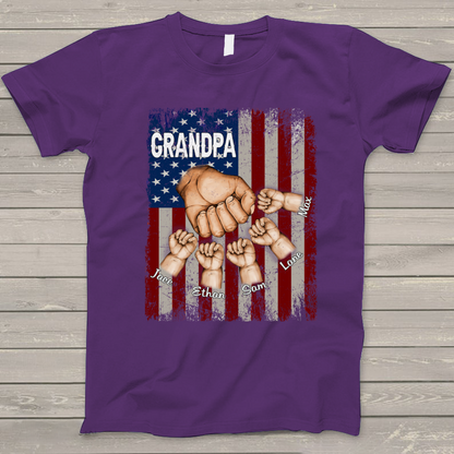 Grandpa Grandkids Hands Flag T-Shirt