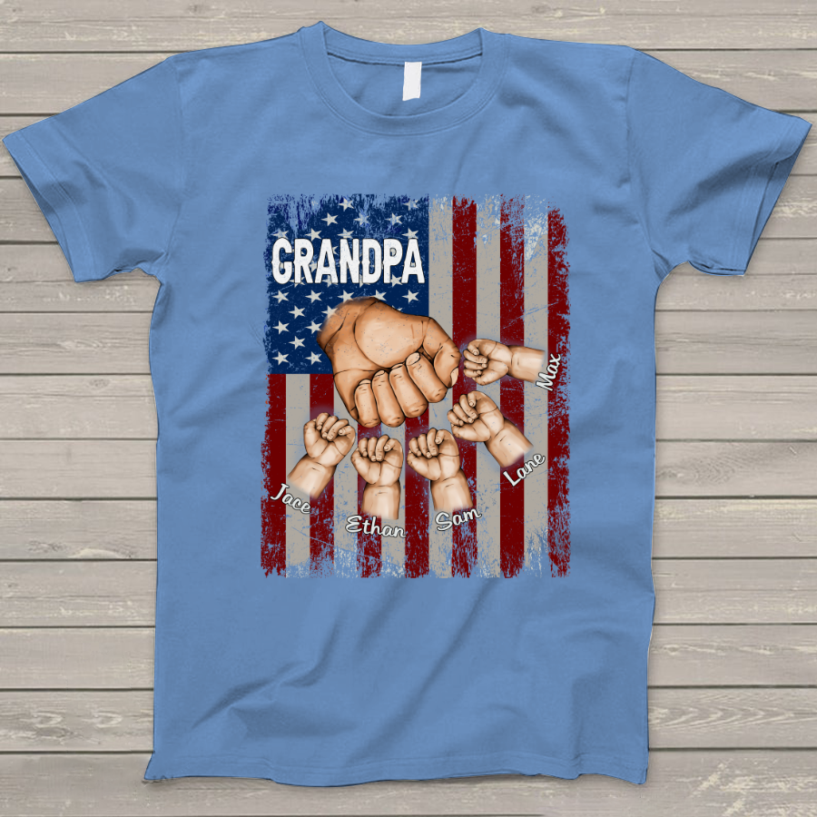 Grandpa Grandkids Hands Flag T-Shirt