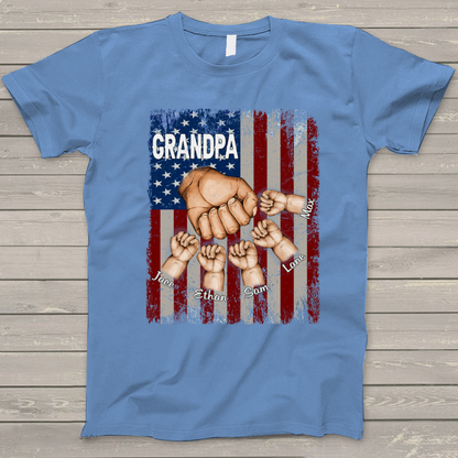 Grandpa Grandkids Hands Flag T-Shirt