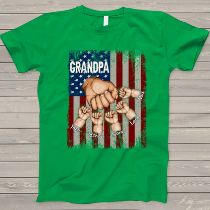 Grandpa Grandkids Hands Flag T-Shirt