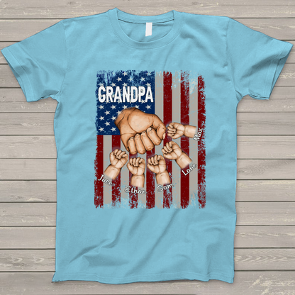 Grandpa Grandkids Hands Flag T-Shirt