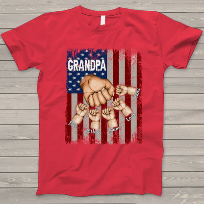 Grandpa Grandkids Hands Flag T-Shirt