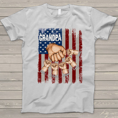Grandpa Grandkids Hands Flag T-Shirt