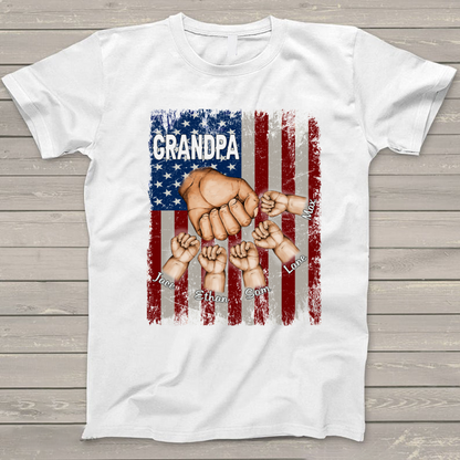 Grandpa Grandkids Hands Flag T-Shirt