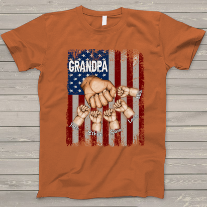 Grandpa Grandkids Hands Flag T-Shirt
