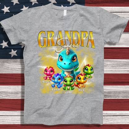 Grandpa Saurus Custom Grandpa And Grandkids T-Shirt