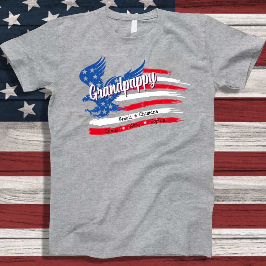 Grandpappy With Grandkids Names 4th Of July CTL94 T-Shirt