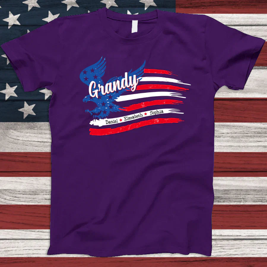 Grandy With Grandkids Names 4th Of July CTL94 T-Shirt