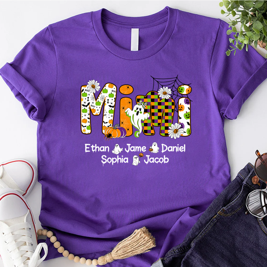 Halloween Mimi Custom Grandma And Grandkids Spooky Shirt