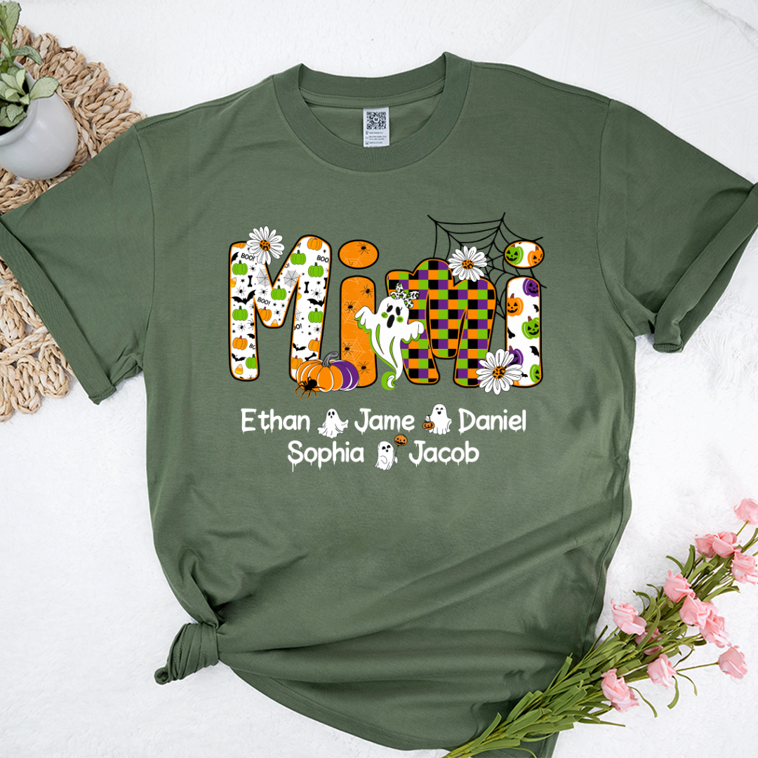Halloween Mimi Custom Grandma And Grandkids Spooky Shirt