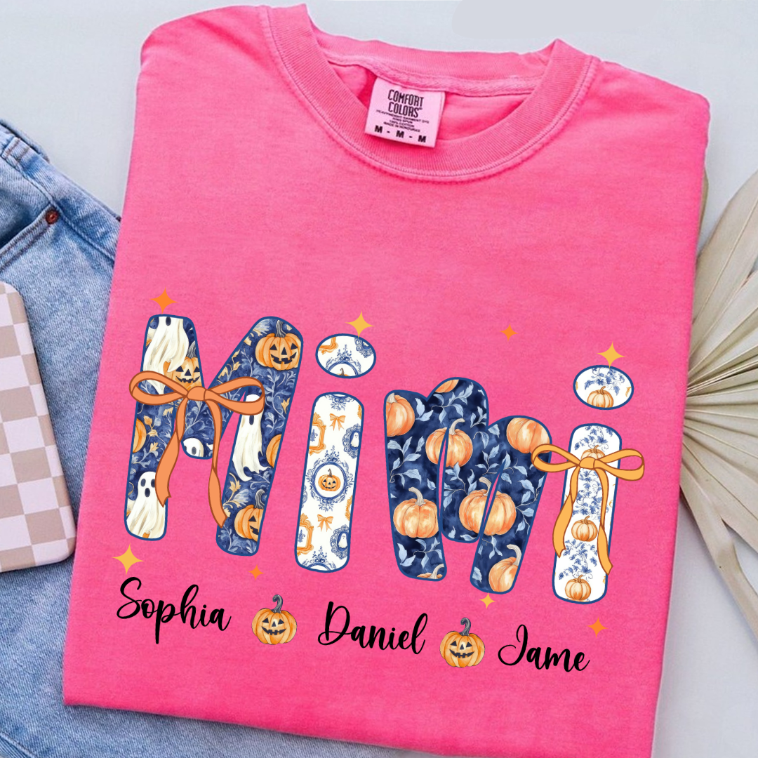 Halloween Mimi Custom Grandma and Grankids Autumn Vibes Shirt