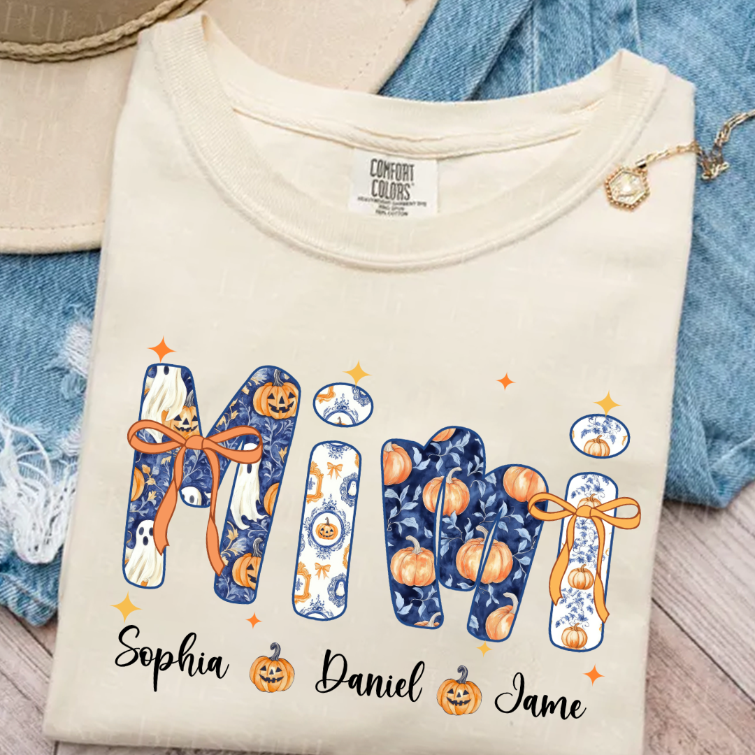 Halloween Mimi Custom Grandma and Grankids Autumn Vibes Shirt