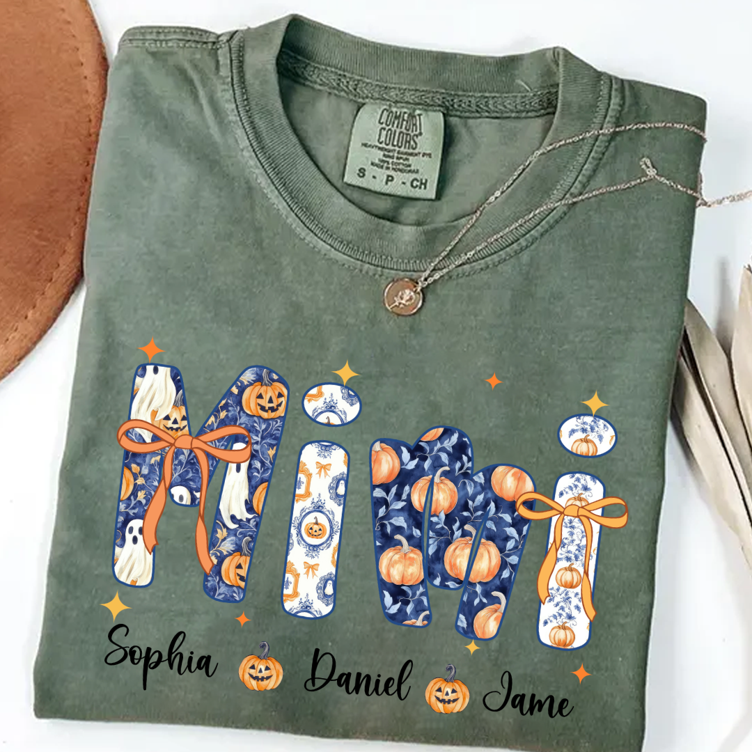 Halloween Mimi Custom Grandma and Grankids Autumn Vibes Shirt