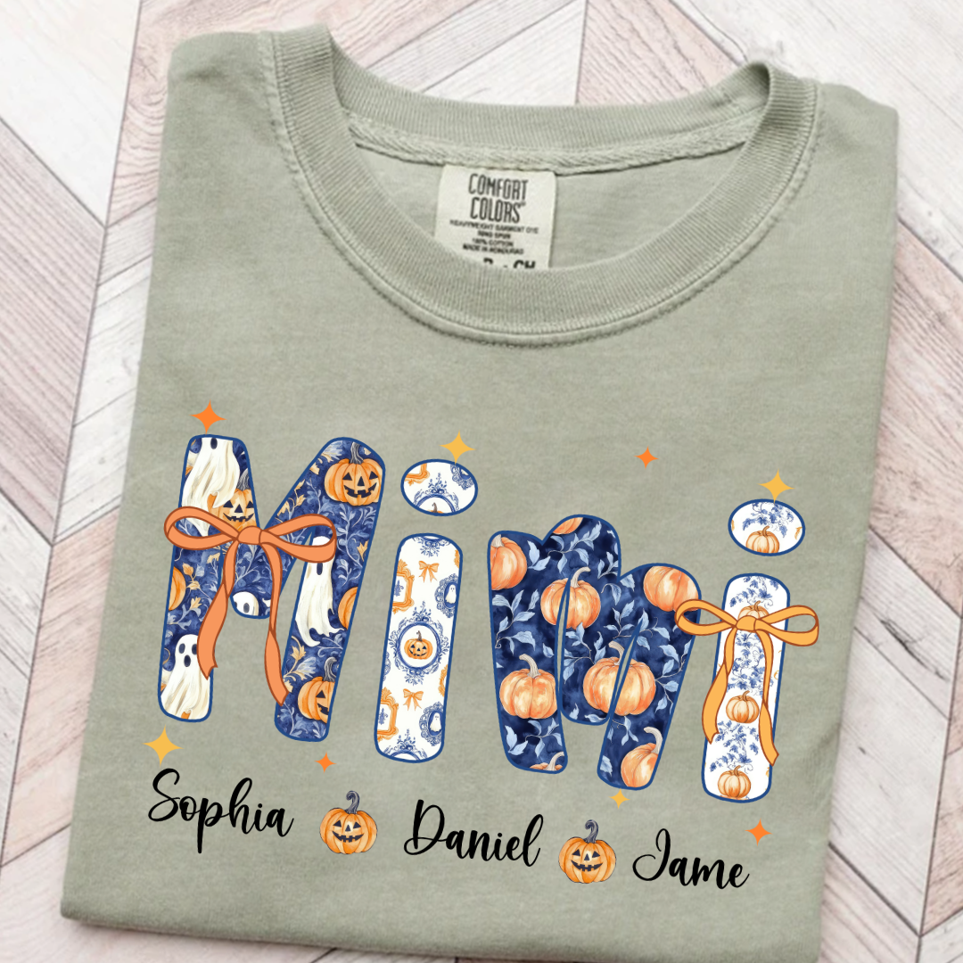 Halloween Mimi Custom Grandma and Grankids Autumn Vibes Shirt