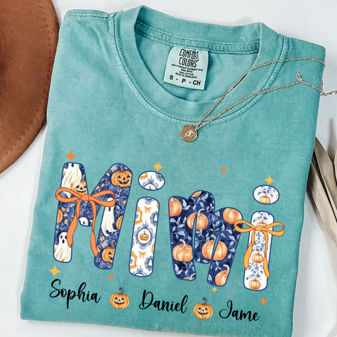 Halloween Mimi Custom Grandma and Grankids Autumn Vibes Shirt