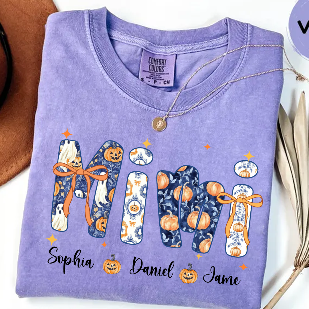 Halloween Mimi Custom Grandma and Grankids Autumn Vibes Shirt